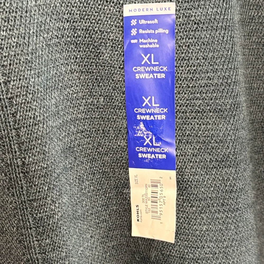 NWT Apartment 9 Men’s Green/Gray Merino Wool‎ Blend Crewneck Sweater in Size XL